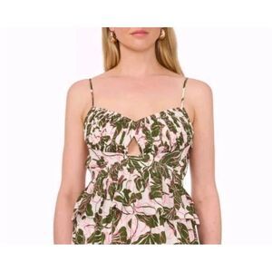 NEW Parker Green and Pink Leaf Print Dress S